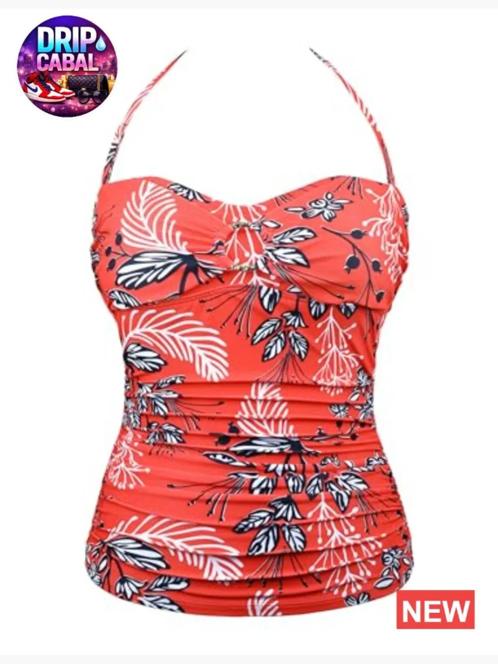 Tummy Control Bandeau Tankini Top Push Up Swim Top Only Convertible Halter